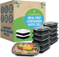 set of 25 28oz meal prep containers with lids - ideal for lunch, food prep, storage bento box, portion control - stackable, microwave, dishwasher, and freezer safe compartments логотип