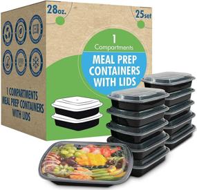 img 4 attached to Set of 25 28oz Meal Prep Containers with Lids - Ideal for Lunch, Food Prep, Storage Bento Box, Portion Control - Stackable, Microwave, Dishwasher, and Freezer Safe Compartments