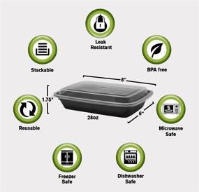 img 3 attached to Set of 25 28oz Meal Prep Containers with Lids - Ideal for Lunch, Food Prep, Storage Bento Box, Portion Control - Stackable, Microwave, Dishwasher, and Freezer Safe Compartments