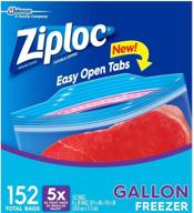 🔒 ziploc double zipper freezer gallon bags - 152 bags (4 x 38 count) - convenient, secure storage solution for freezing food logo