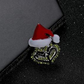 img 1 attached to HANRESHE Grinch Santa Rhinestone Stud Earrings | Christmas & New Year Gift | Classic Cartoon Jewelry for Women, Men & Kids