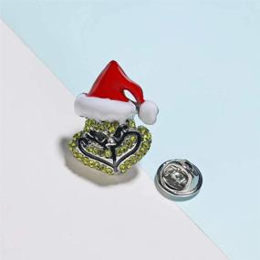 img 2 attached to HANRESHE Grinch Santa Rhinestone Stud Earrings | Christmas & New Year Gift | Classic Cartoon Jewelry for Women, Men & Kids