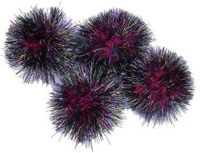 img 2 attached to Vibrant 15pcs Jumbo Glitter Tinsel Pom Poms - Perfect for DIY 🌈 Crafts & Cat Toys - 2 Inch Rainbow Hot Pink Sparkle Balls by YYCRAFT