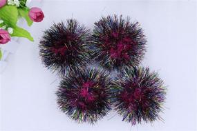 img 1 attached to Vibrant 15pcs Jumbo Glitter Tinsel Pom Poms - Perfect for DIY 🌈 Crafts & Cat Toys - 2 Inch Rainbow Hot Pink Sparkle Balls by YYCRAFT