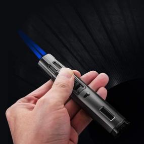 img 3 attached to Grey Torch Lighter Cigar Lighter: Adjustable Butane Lighters with Jet Flame - Portable, Refillable, Ideal for Grill BBQ Camping - Gift Box Included