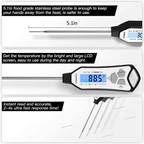 img 3 attached to 🌡️ Juseepo Waterproof Digital Meat Thermometer - Ultra Fast Instant Read Food Thermometer for BBQ, Candy, Outdoor Cooking, Grill - Super Long Probe for Accuracy (White)