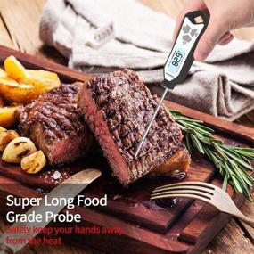 img 2 attached to 🌡️ Juseepo Waterproof Digital Meat Thermometer - Ultra Fast Instant Read Food Thermometer for BBQ, Candy, Outdoor Cooking, Grill - Super Long Probe for Accuracy (White)