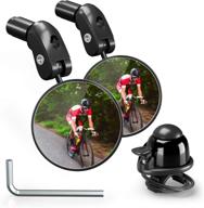 bike rearview mirrors: adjustable handlebar end mount cycling side mirror with rotatable bar end, safe mirrors for road & mountain bikes + bonus bicycle bell logo