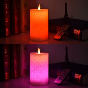 img 3 attached to 🕯️ ACROSS Flickering Flameless Candles: Real Wax Color Changing LED Pillar Candles with Remote Control for Halloween and Christmas Decor