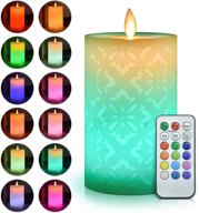 🕯️ across flickering flameless candles: real wax color changing led pillar candles with remote control for halloween and christmas decor логотип