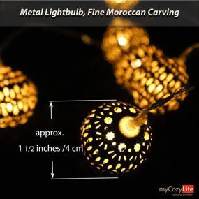 img 2 attached to 🌟 10ft Battery Powered LED Globe String Lights, Warm White Moroccan Lights with Timer - Unique Pattern, 20 Golden Metal Globes for Indoor and Outdoor Use