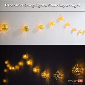img 1 attached to 🌟 10ft Battery Powered LED Globe String Lights, Warm White Moroccan Lights with Timer - Unique Pattern, 20 Golden Metal Globes for Indoor and Outdoor Use