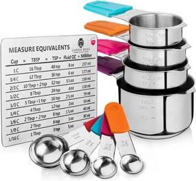 img 4 attached to 🥄 Magnetic Measuring Cups and Spoons Set by Gordo Boss - 9 Piece Stainless Steel Measuring Set for Dry and Liquid Kitchen Measurements - Non-toxic, Professional Quality