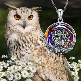 img 1 attached to 🦉 925 Sterling Silver Owl Sunflower Necklace with Crystal Oxidized Owl Pendant - Ideal Lovers Gift for Women and Girls