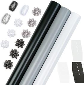 img 4 attached to 🎁 LeZakaa Solid Wrapping Paper Set with Star Flower & Gift Tags - Elegant 30"x120" Rolls in Gray, White & Black Design