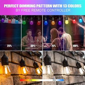 img 3 attached to 🌈 Outdoor String Lights 48FT 2-Pack – Sync with Music, Waterproof LED RGB Color Changing Patio Lights String with Edison Bulb – Remote Control Party Lights for Backyard, Bistro, Deck