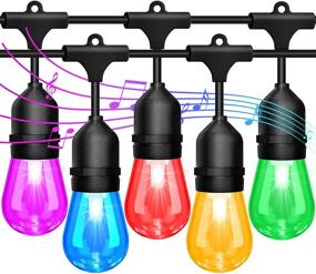 img 4 attached to 🌈 Outdoor String Lights 48FT 2-Pack – Sync with Music, Waterproof LED RGB Color Changing Patio Lights String with Edison Bulb – Remote Control Party Lights for Backyard, Bistro, Deck