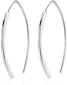 img 4 attached to 👂 SLUYNZ 925 Sterling Silver Open Hoop Dangle Wire Threader Earrings for Women, Teens, and Girls