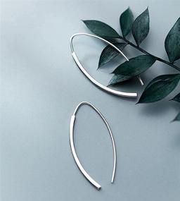 img 3 attached to 👂 SLUYNZ 925 Sterling Silver Open Hoop Dangle Wire Threader Earrings for Women, Teens, and Girls