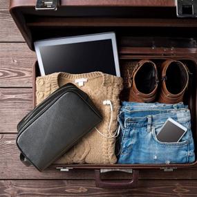 img 2 attached to 🧳 Premium Polare Cowhide Leather Dopp Kit: Water Resistant Travel Case for Men's Shaving & Toiletry Essentials