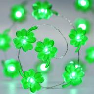 10ft 40-led waterproof green lucky shamrock clover string light: ideal irish green four-leaf clover decoration for girl bedroom, with 8 modes, remote control, timer function логотип