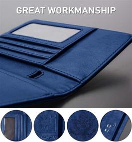 img 1 attached to HERRIAT Leather Passport Holder Cover Case RFID Blocking Travel Wallets Card Case For Women Men(Blue)