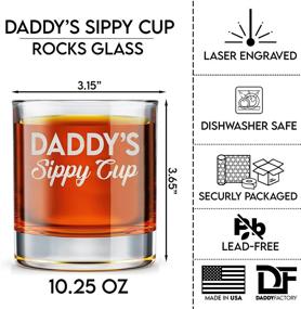 img 3 attached to 🥃 DADDY FACTORY Engraved Old Fashioned Whiskey Glass - Funny New Dad Gifts - 10.25 oz Bourbon Rocks Glass for Expecting Father, Dad Birthday Gift