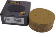 🐯 tigershark 5" sanding discs 8-hole grit 220 (50pcs) pack - special anti-clog coating, tigershark paper gold line hook and loop, dustless random orbital sander paper fine logo