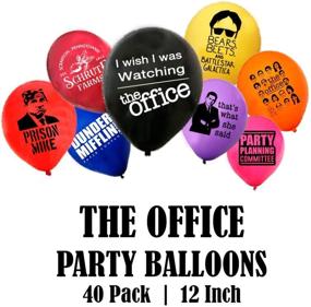 img 1 attached to 🎈 12-дюймовый/40 штук "The Office" ТВ-Шоу Латексные праздничные шарики - Имеющие 8 дизайнов: Дандер Миффлин, Тюремный Майк и другие.