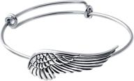 👼 senfai supernatural protection angel wing love bracelets - adjustable charm bangles for women and girls, antique silver, ideal gifts logo