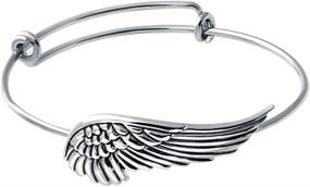 img 2 attached to 👼 SENFAI Supernatural Protection Angel Wing Love Bracelets - Adjustable Charm Bangles for Women and Girls, Antique Silver, Ideal Gifts