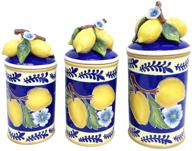 🍋 small multicolor lemon canister - blue sky ceramic 17499 logo