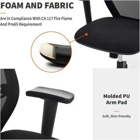 img 3 attached to 🪑 Black Mesh Ergonomic Desk Chair with Lumbar and Neck Support, Swivel Functions, Back Tilt and Lock – Ideal High Back Home Office Task Chair for Studying and Working