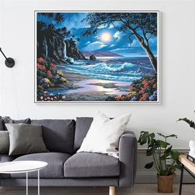 img 2 attached to 🎨 Fipart 5D DIY Diamond Painting Cross Stitch Craft Kit - Waves: Unique Wall Stickers for Gorgeous Living Room Decoration (14X18inch/35X45CM)