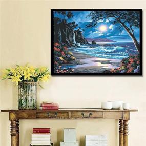 img 3 attached to 🎨 Fipart 5D DIY Diamond Painting Cross Stitch Craft Kit - Waves: Unique Wall Stickers for Gorgeous Living Room Decoration (14X18inch/35X45CM)