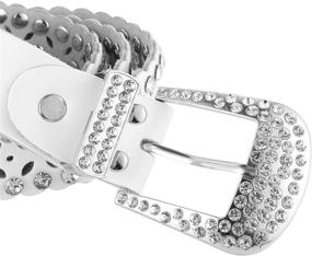 img 1 attached to Ladies Western Rhinestone Bling Cowgirl Hollow Leather Belt Studded with Rhinestones