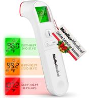 🌡️ mueller non-contact infrared thermometer: fever, body, and surface temperature measurement, memory recall, auto power-off, backlight indicator – white logo