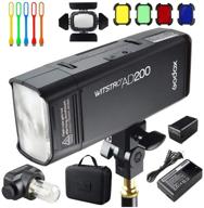 📸 godox ad200 200ws 2.4g ttl speedlite flash strobe with 1/8000 hss monolight and lithium battery - bd-07 barn door, honeycomb grid, color gel filters included logo