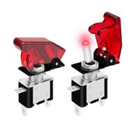 🔴 daiertek red 12v led lighted toggle switch with aircraft guard safety flip cover - heavy duty covered illuminated for racing auto car atv utv - 2pack logo