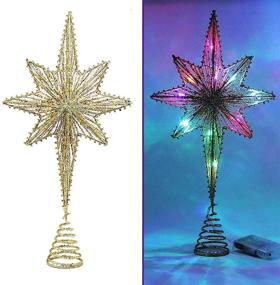 img 4 attached to 16 Inch Bethlehem Star Christmas Tree Topper with Twinkle Star Lights - Colorful Fairy Lights for Holiday Tree Decorations