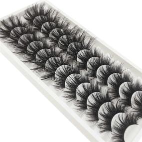 img 4 attached to 💕 Goddvenus 20MM Long Thick Faux Mink Eyelashes Pack - Fluffy 3D Volume Dramatic Strip Eye Lashes with 2 Designs - 12 Pairs of Fake Eyelashes