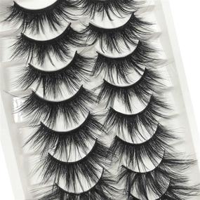 img 1 attached to 💕 Goddvenus 20MM Long Thick Faux Mink Eyelashes Pack - Fluffy 3D Volume Dramatic Strip Eye Lashes with 2 Designs - 12 Pairs of Fake Eyelashes