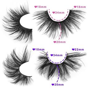 img 3 attached to 💕 Goddvenus 20MM Long Thick Faux Mink Eyelashes Pack - Fluffy 3D Volume Dramatic Strip Eye Lashes with 2 Designs - 12 Pairs of Fake Eyelashes