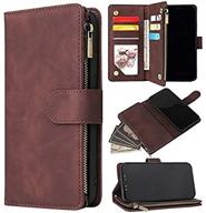 zzxx iphone 12 pro max wallet case with card slot premium soft pu leather zipper flip folio wallet with wrist strap kickstand protective for iphone 12 pro max case wallet(coffee 6 logo