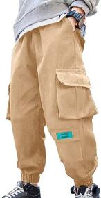 img 3 attached to 👖 Stylish and Comfortable Kid Boy Casual Cargo School Pants with Drawstring Waist and Pockets