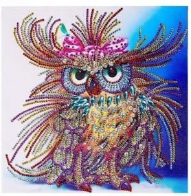 img 4 attached to Special Shaped Owl Diamond Painting Kit - Handmade DIY Diamond Drawing for Adults - 11.8 X 11.8in - Amazing Owl Diamond Painting Art