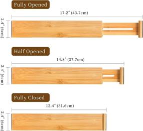 img 2 attached to 🗄️ Premium 6-Pack Adjustable Bamboo Drawer Dividers for Kitchen, Bedroom, Bathroom, Dresser, and Office - Expandable Drawer Organizer (12.4-17.2 IN) for Space Optimization