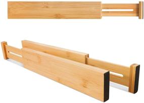 img 3 attached to 🗄️ Premium 6-Pack Adjustable Bamboo Drawer Dividers for Kitchen, Bedroom, Bathroom, Dresser, and Office - Expandable Drawer Organizer (12.4-17.2 IN) for Space Optimization