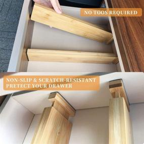 img 1 attached to 🗄️ Premium 6-Pack Adjustable Bamboo Drawer Dividers for Kitchen, Bedroom, Bathroom, Dresser, and Office - Expandable Drawer Organizer (12.4-17.2 IN) for Space Optimization