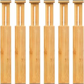 img 4 attached to 🗄️ Premium 6-Pack Adjustable Bamboo Drawer Dividers for Kitchen, Bedroom, Bathroom, Dresser, and Office - Expandable Drawer Organizer (12.4-17.2 IN) for Space Optimization